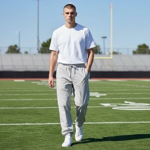 Born Primitive Mens Training Joggers Light Gray Size M Nylon Elastane Stretch